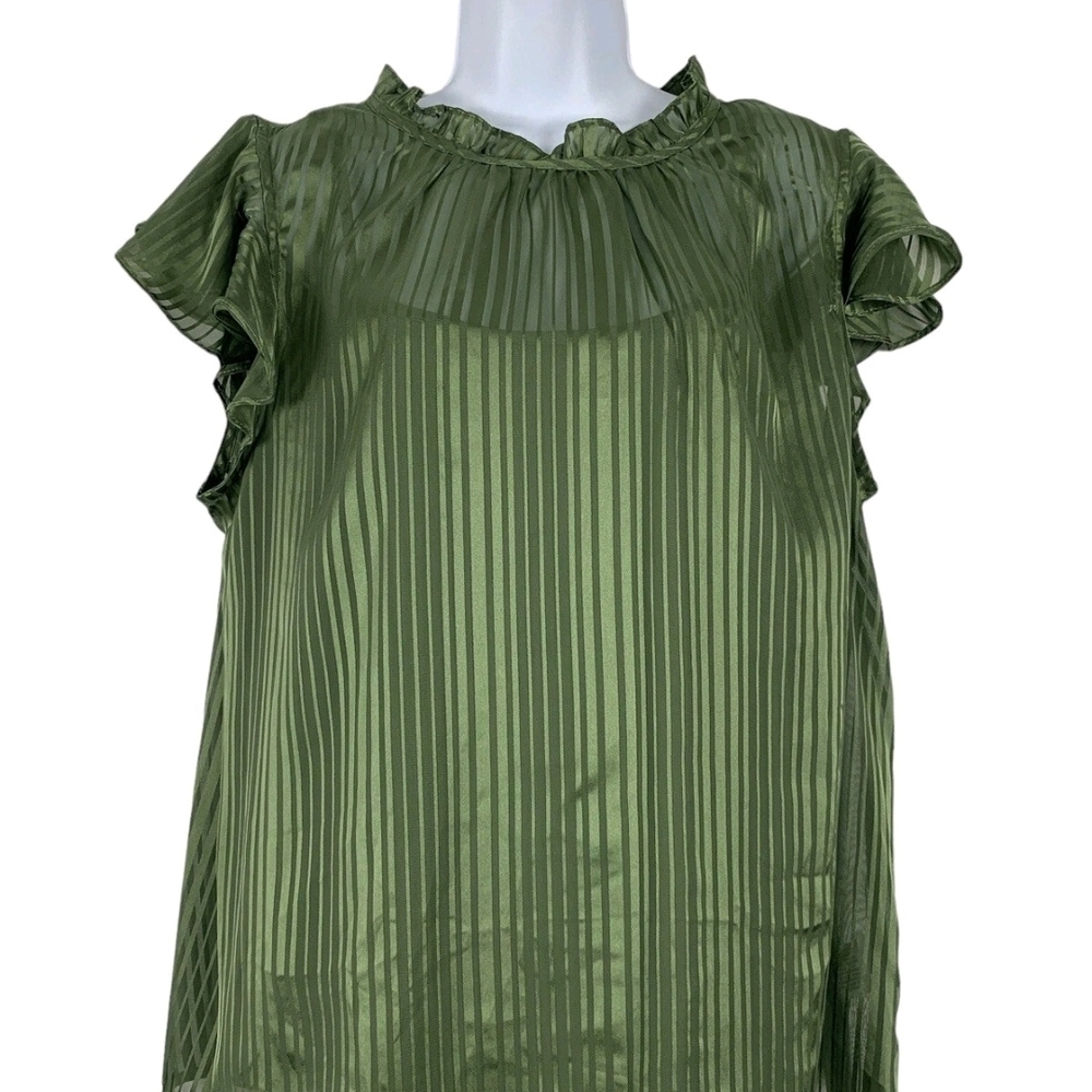 Chic Olive Ruffled Women's Blouse